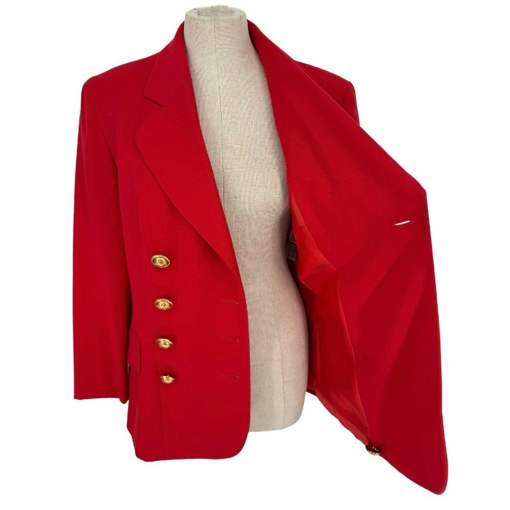 Moschino Cheap and Chic Vintage Double Breasted Wool Blazer Bright Red 10 Italy - Picture 11 of 16